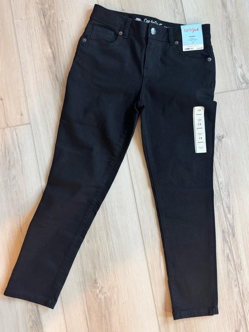 Cat & Jack Black Skinny Jeans. Girls size 12 with adjustable waist.